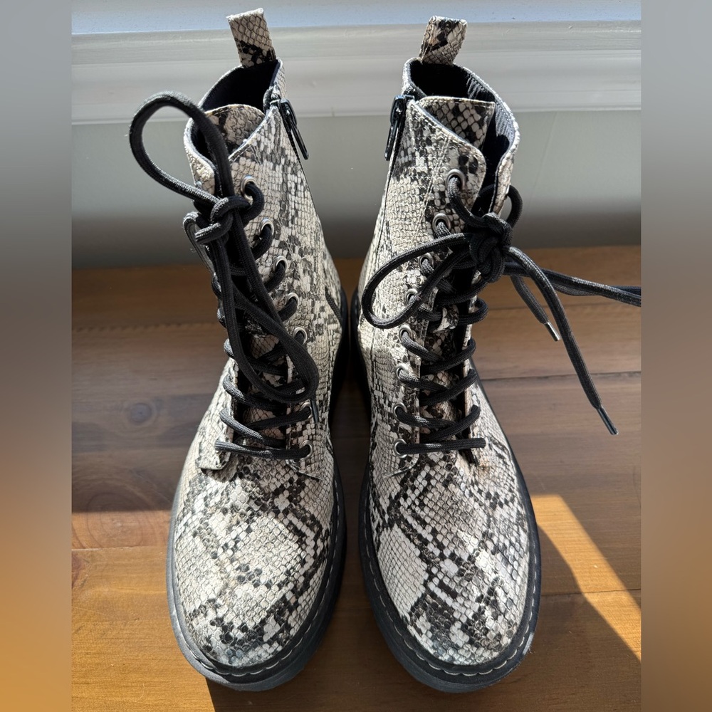 Worn once H&M snakeskin platform combat boots - Picture 3 of 4